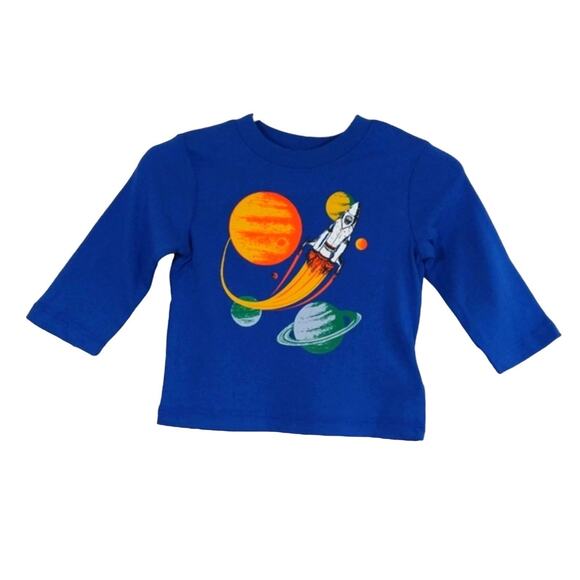 F Baby Gap Brannan's Favorites Blue Planets Outerspace Long Sleeve Tee NWT 3-6M - Picture 1 of 8